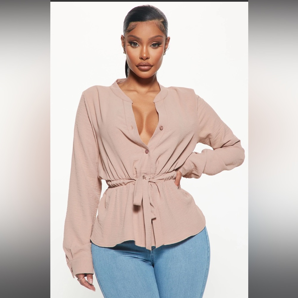 Fashion Nova Taupe Blouse